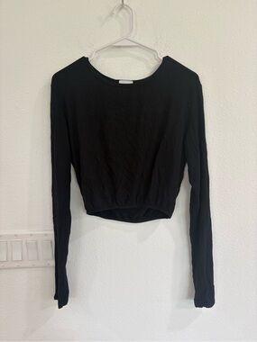 Stillwater Black Ribbed Long-Sleeve Top
